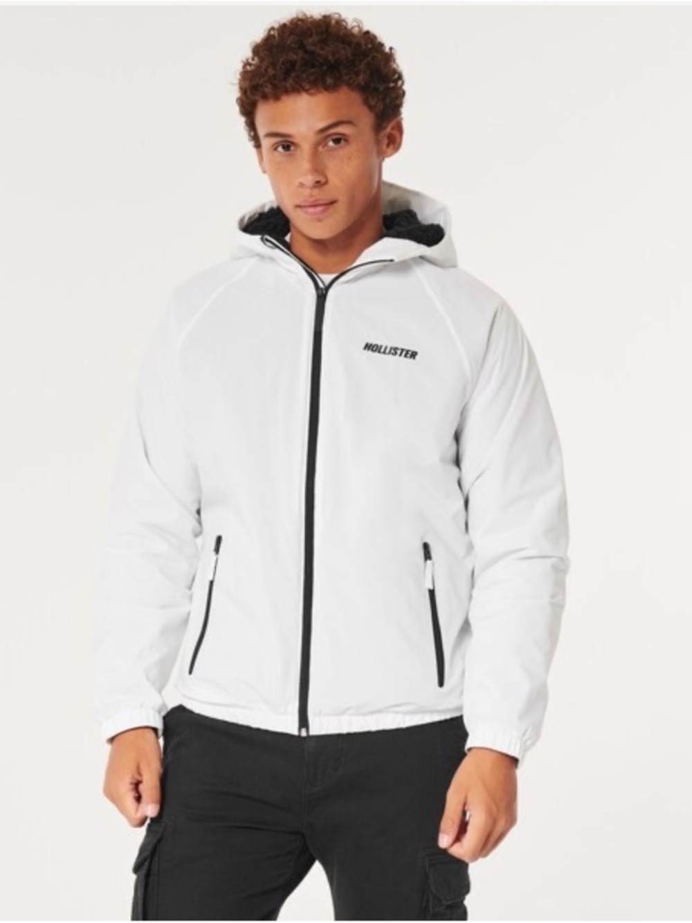 Hollister White All Weather Hoodie - Men’s Size Large
